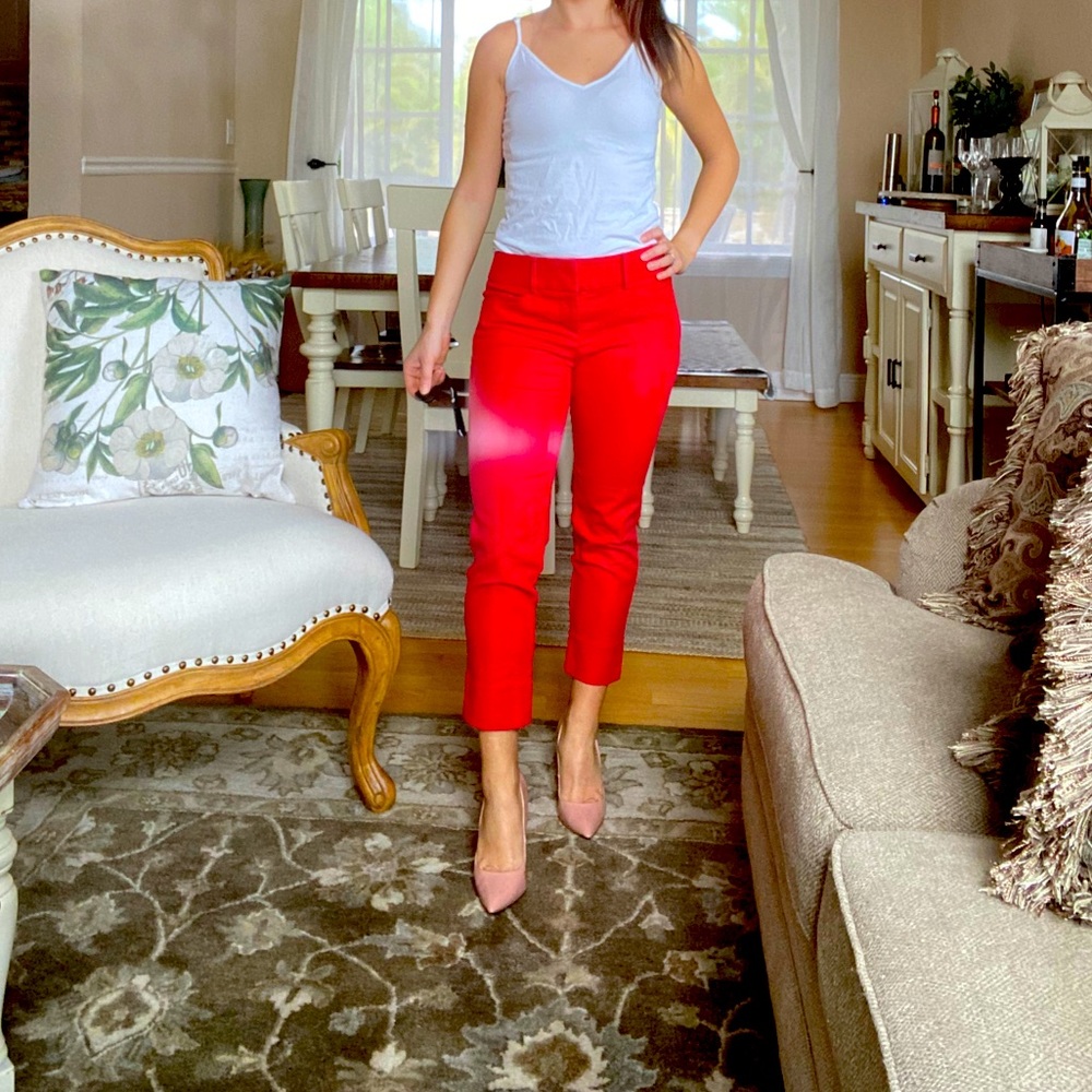 00p loft red dress work capris